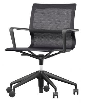 Schwarzer Physix Studio Bürostuhl von Vitra mit Armlehnen und Netzstoff, ergonomischer Drehstuhl für das Büro.